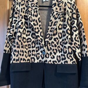 Chico's Leopard Print Blazer with Black Accents